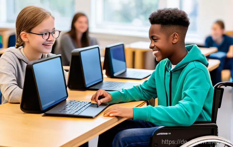 디지털 교육의 접근성 문제 - **Prompt 2: Dedicated German Teacher Navigating Digital Education**
    A vibrant, medium shot of a ...