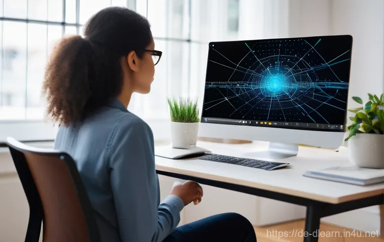 디지털 학습 리소스 - **Immersive VR Learning Experience:** A student, wearing a sleek, futuristic VR headset, stands in a...