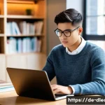 혼합형 온라인 학습 - **Prompt:** A young adult, male or female, in their late 20s, with a relaxed and focused expression,...