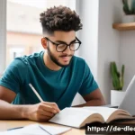 대학 온라인 강의 - **"A university student, early 20s, with a relaxed but focused expression, is comfortably studying a...