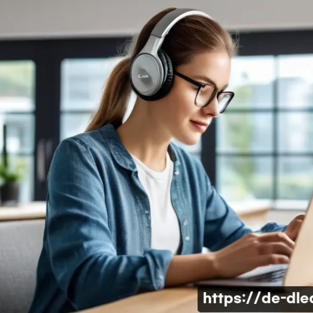 디지털 학습의 글로벌 트렌드 - A modern, bright home office setting in Germany showing a professional adult using a laptop and tabl...