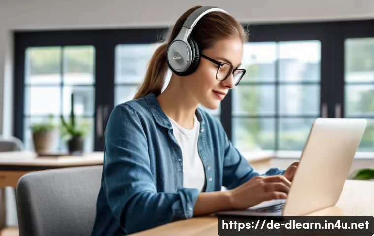 디지털 학습의 글로벌 트렌드 - A modern, bright home office setting in Germany showing a professional adult using a laptop and tabl...