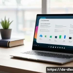 디지털 학습의 경험 개선 - A modern digital learning platform interface displayed on a sleek laptop screen in a cozy home offic...