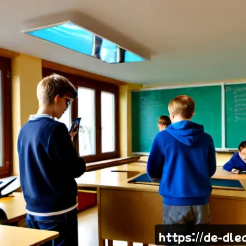 Home 17 디지털 학습의 혁신 - Photorealistic modern German secondary-school classroom in Munich, diverse teenage students using ta...